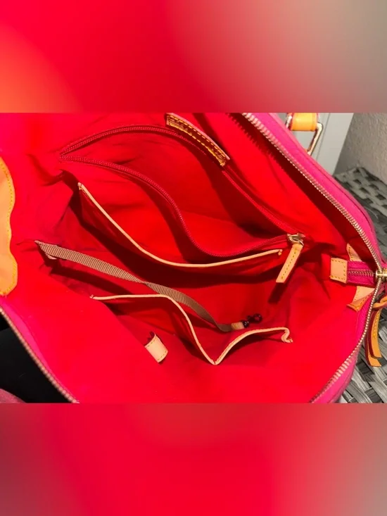 Dooney & Bourke Patent Leather Top Handle Satchel in Red Orange - Leather trim - Picture 6 of 16